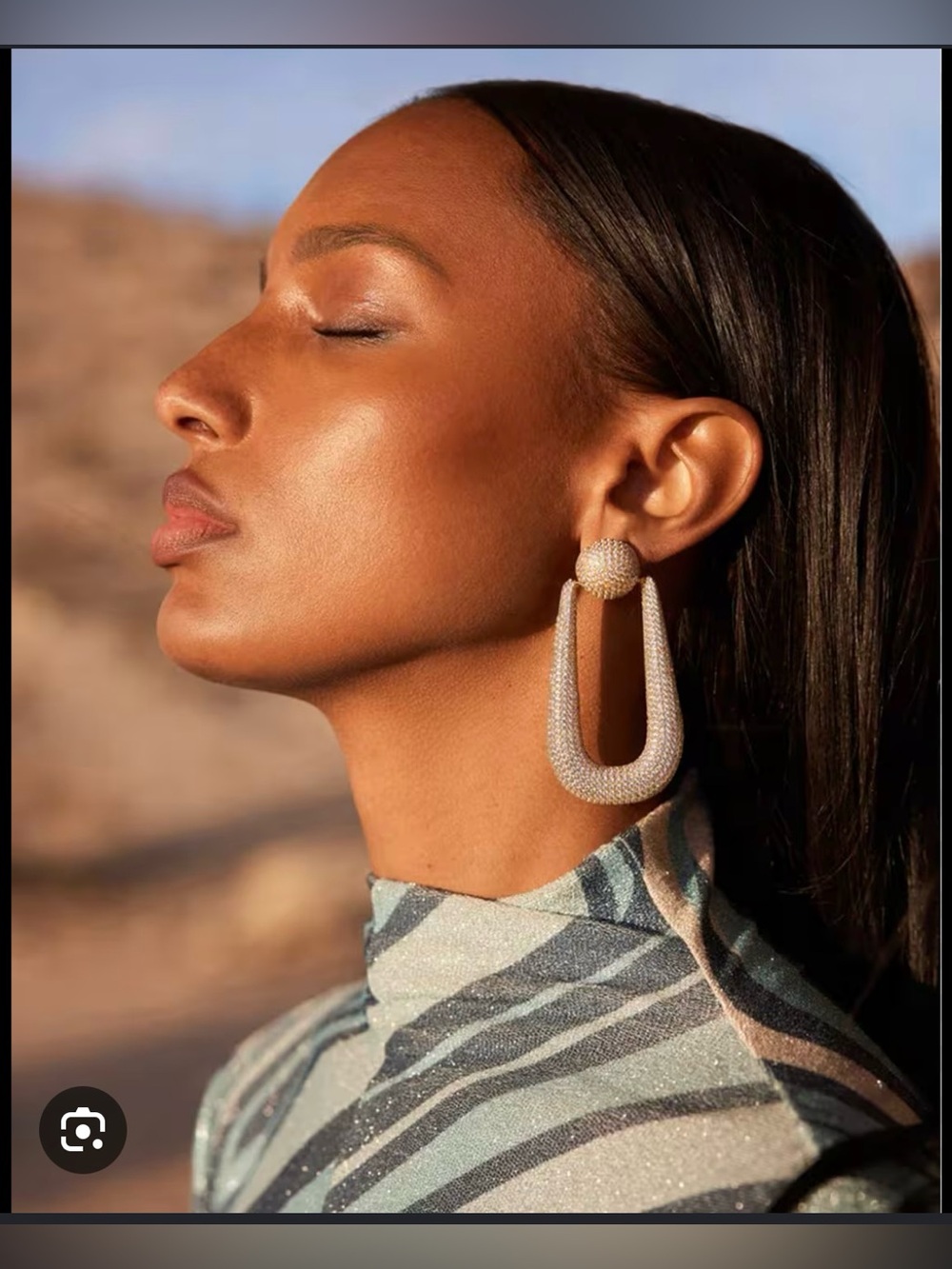 Cult Gaia Brea Clip-On Drop Earrings, Gold & Clear Crystals, new in box! - Picture 6 of 11